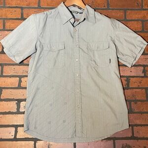 Element Men's L Skate Grey Short Sleeve Button Up Dual Pocket Lightweight Shirt‎